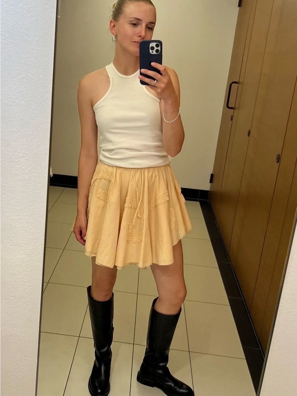 H&M Studio Women's Butter Yellow Tiered Mini Skirt - Effortless Summer Style